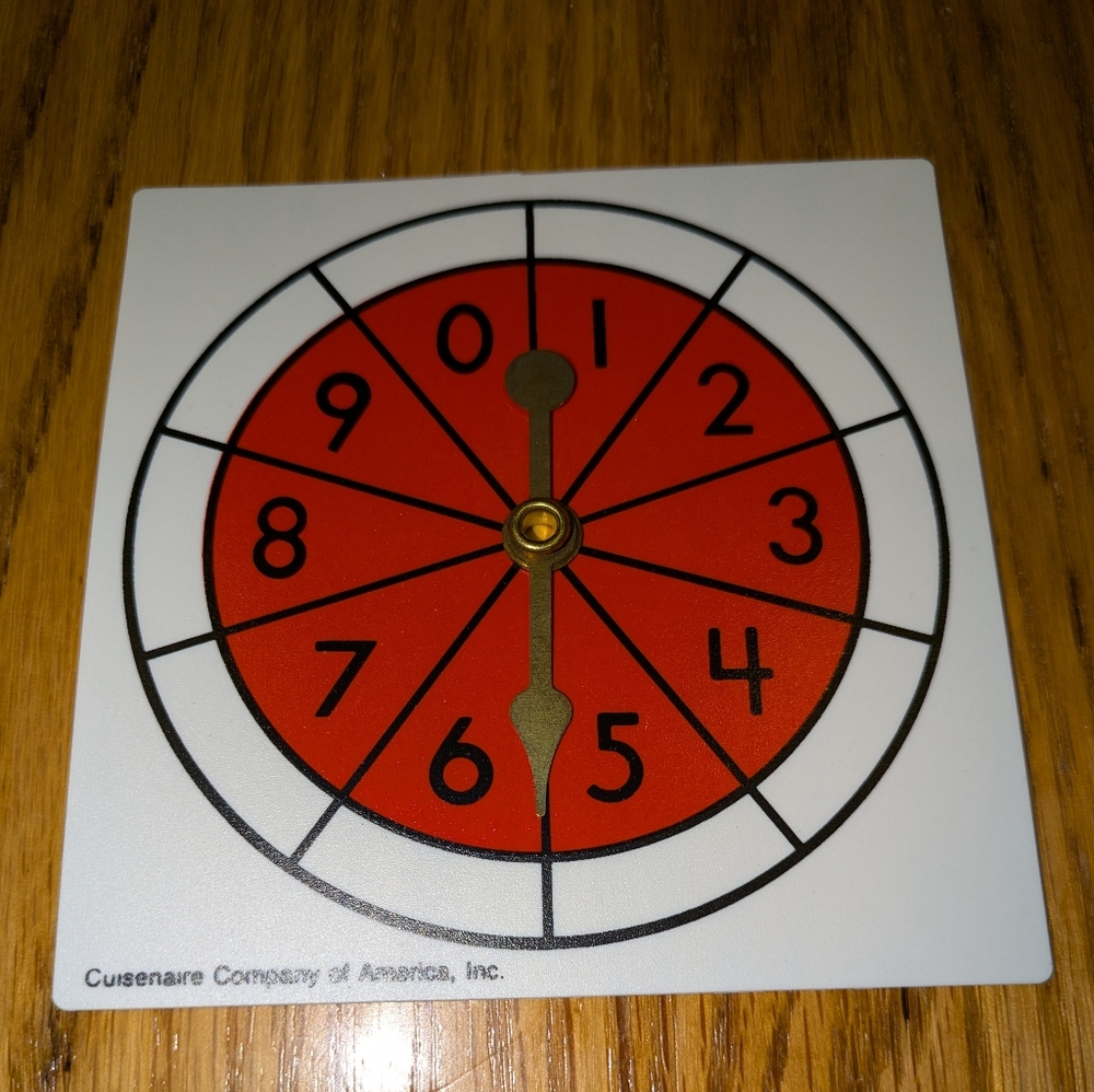 Vintage game spinner 0 to 9 from 1990s, never used.  Red spinner 2